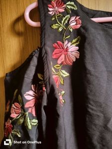 Embroidered Cold Shoulder Top