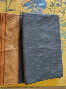 Elegant Blue Saree with Gold Border