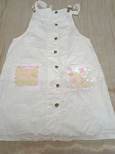 Cute White Pinafore Dress with Sequins