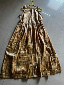 Pretty Beige Gold  Midi Dress