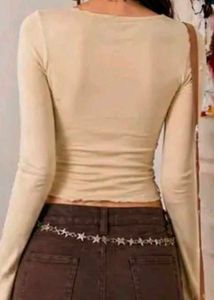 beige color full sleeve y2k savana top