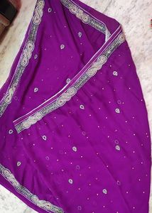 Elegant Purple Embroidered Saree