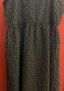 Green Checkered Button-Up Dress
