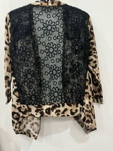 Leopard Print Lace Trim Jacket