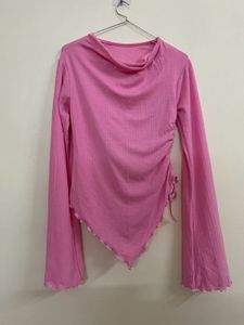 Cute Pink Asymmetrical Hem Top