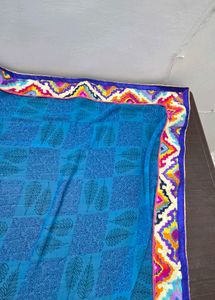Elegant Blue Saree with Geometric Print blouse