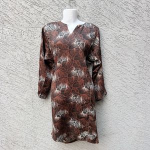 Brown Leaf Print Kurta