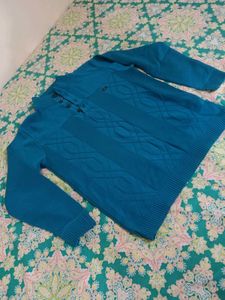 Stylish Knit Sweater - Teal Blue