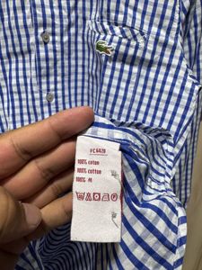 Lacoste Live Blue White Gingham Check Shirt