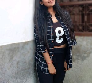 Beautiful Top Attach Check Shirt Combo B&W