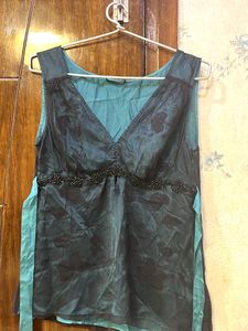 100% Original Massimo Dutti's Top Teal Beaded