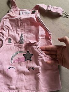 Adorable Pink Unicorn Overalls Dress/ Dungry