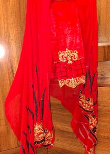 Vibrant Red Embroidered Kurta