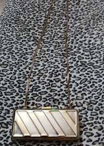 Vintage Gold Metallic Clutch with Chain Strap