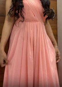 Elegant Peach One-Shoulder Gown