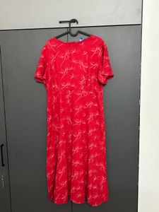 Red Floral Print Midi Dress