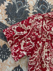 Red &amp; White Floral Print V-Neck Top
