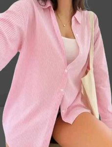 Pink Striped Oversized Shirt