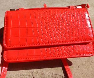 Chic Red Croc Textured Handbag