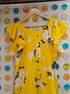 Yellow Floral Ruffle Dress