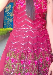 Elegant Maroon Embroidered sarara