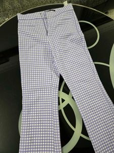 Zara Gingham checkered Cropped bootcut pant