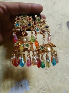 Boho Multi-Color Jhumka Earrings