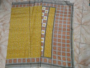 Elegant Yellow &amp; Grey Saree