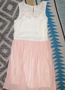 White & Pink Sleeveless Dress