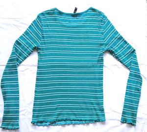 Green Striped Long Sleeve Top