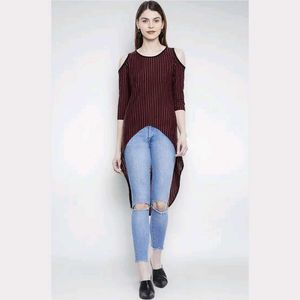 Women's Chic Cold Shoulder Striped Top