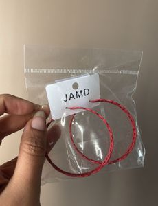 Red Geometric Hooping Design Hoop Earrings