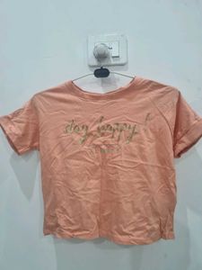 Peach "Stay Happy" Graphic Tee