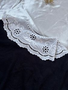 Black Cardigan with White Embroidered Collar