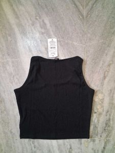 Black Tank Top with Embellished Straps