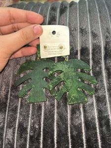 Unique Beaded Leaf Earrings Set