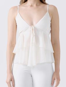 White Ruffled Cami Top