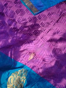 Purple Blue 💜💙 Pattu Saree With Blouse