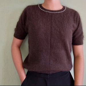 Vintage Brown Angora Blend Knit Top