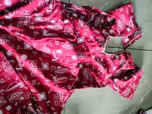 Maroon Printed Kurta