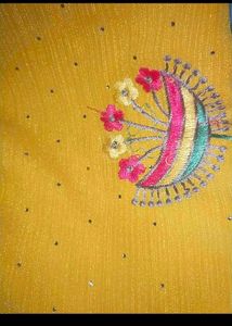 Yellow Embroidered Saree stiched Blouse