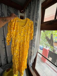 Vibrant Yellow Floral Kurta