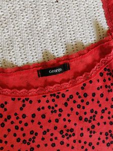 George Red Cami Top with Black Dots