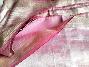 🌙Elegant Lilac Saree with Gold Border+ Blouse 🌙