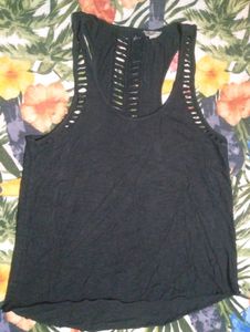 Black Tank Top with Cutout Detail