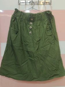 Olive Green cotton Waist Skirt