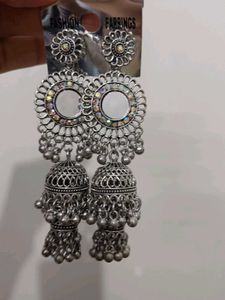 Boho Mirror Jhumka Earrings