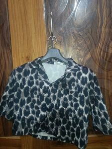 Leopard Print Cropped Shirt