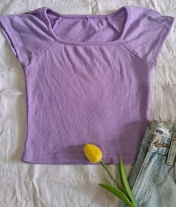 Lilac Ribbed Crop Top