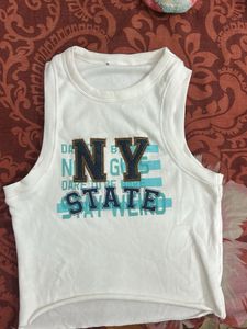White "NY State" Graphic Tank Top